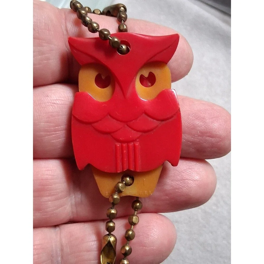 Vintage Gasport Standard Owl Keychain Remcal Key Fob Minneapolis USA Ad